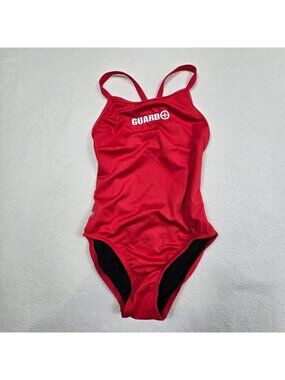 Watermen Sz 32 Womens Swimsuit Red Guard Baywatch UPF 50+